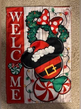 Mickey Mouse Welcome Christmas Garden Flag New